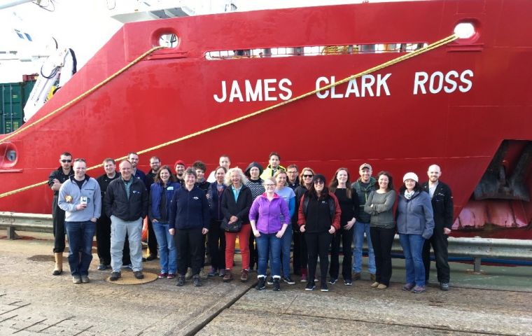  The international team left Stanley in the Falkland Islands and will spend three weeks on board the BAS research ship RRS James Clark Ross.