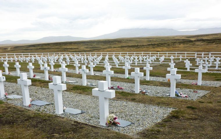 Black granite tombstones with the names of the 88 identified combatants will replace those reading, “Argentine soldier, only known unto God” 