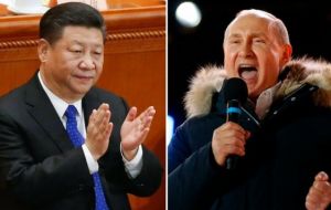 Mr Putin was warmly congratulated by Chinese President Xi Jinping but his strained relations with Western states were clear in Mr Macron's response.