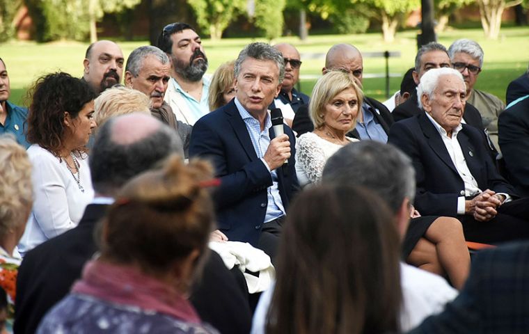 “Each April 2nd, we will remember and honor those young men that made the supreme sacrifice, a pledge we will never give up”, Macri told the next of kin 