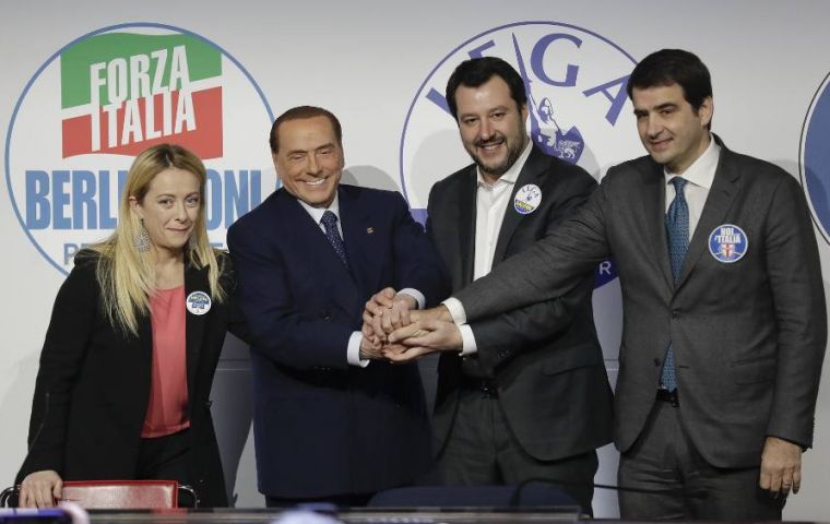 The leaders of the three rightist parties, Matteo Salvini, Berlusconi and Brothers of Italy’s Giorgia Meloni - met on Sunday to agree on a common message