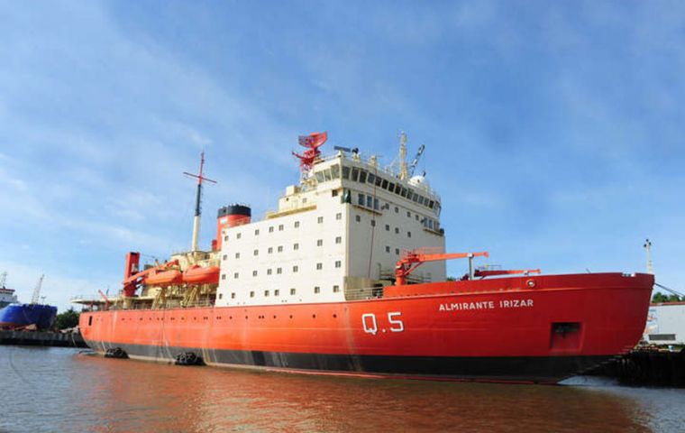 The refurbished Almirante Irizar docked in Buenos Aires, from where it left for Antarctica on 26 December   