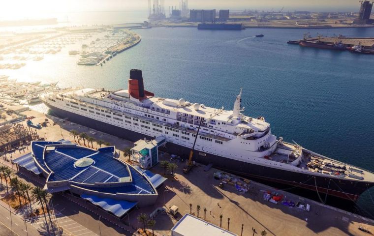 QE2, has just gone through 2.7 million man-hours of transformation and is now permanently docked at Mina Rashid in Dubai. 