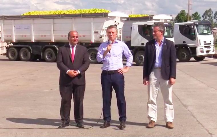 “Let's send off the first truck, which will carry our produce to our brothers in the United States,” president Mauricio Macri said during an event in Tucuman.