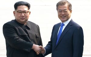 Kim and Moon said they would hold military talks next month and seek a “phased disarmament,” without providing more details. 