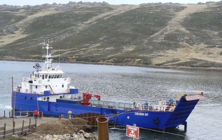 The ferry Port Howard terminal in West Falkland  