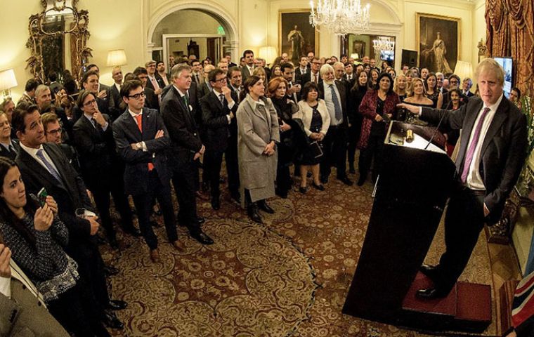 “We should hail this moment, celebrate this moment of intelligent reinsertion”, Johnson told a crowd at a special event hosted by UK ambassador Mark Kent