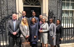 Representatives from the different BOTs at 10 Downing Street. Falklands were represented by Ms Sukey Cameron MBE