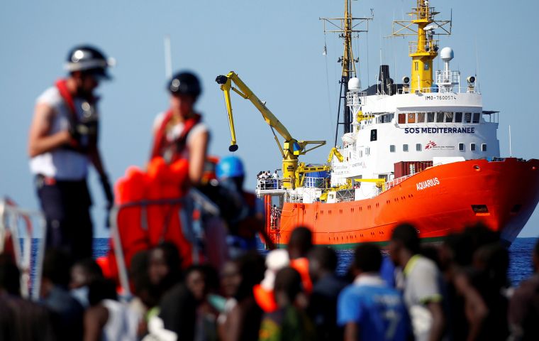 The rescue ship Aquarius has been stuck since Saturday in international waters off the coast of Italy and Malta, both of which have refused it entry. 