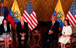 Pence met with Ecuadorean President Lenin Moreno as part of a tour of Latin America that has included meetings with Venezuelans