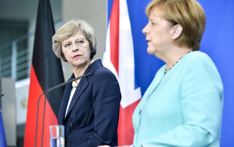 May's visit to the German capital is framed by a period of growing tensions between London and Brussels