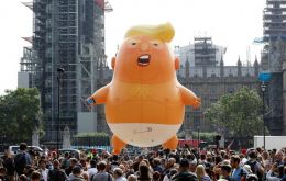 A six-meter balloon depicting Mr Trump will fly near the parliament today.
