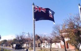 The flag hoisted in Ceres on July 9 was that of the Falkland Islands