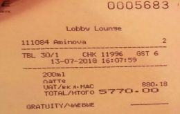 “ I took a picture of it and posted” the restaurant bill the emir of Qatar failed to pay in time, as released by O Estado de S. Paulo's Jamile Chade.
