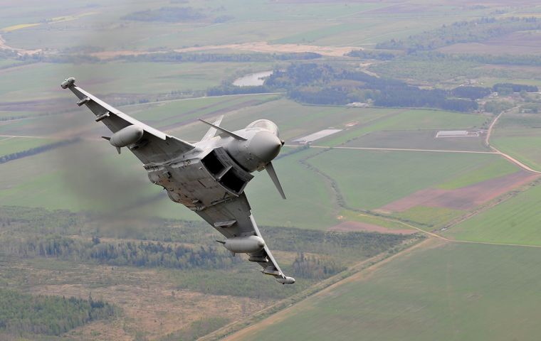 The Eurofighter Typhoon is the U.K.'s primary Quick Reaction Alert fighter for defending its domestic air space in the mainland and Falkland islands