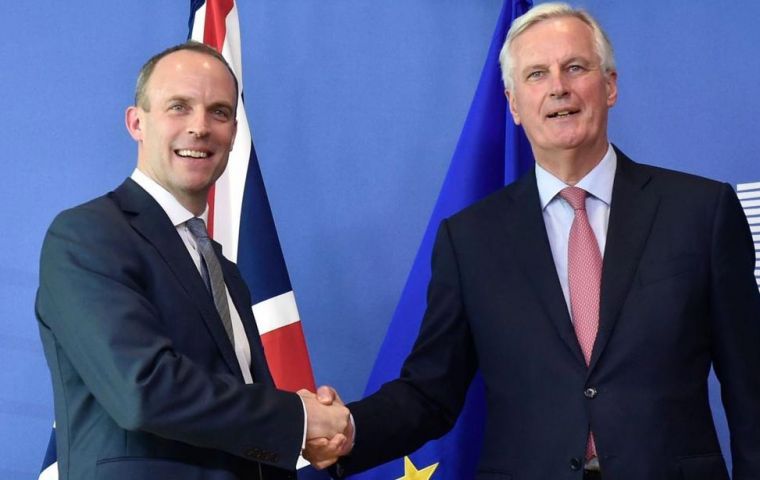 The European Commission released its report as Dominic Raab made his first visit to Brussels as Brexit Secretary for talks with chief EU negotiator Michel Barnier