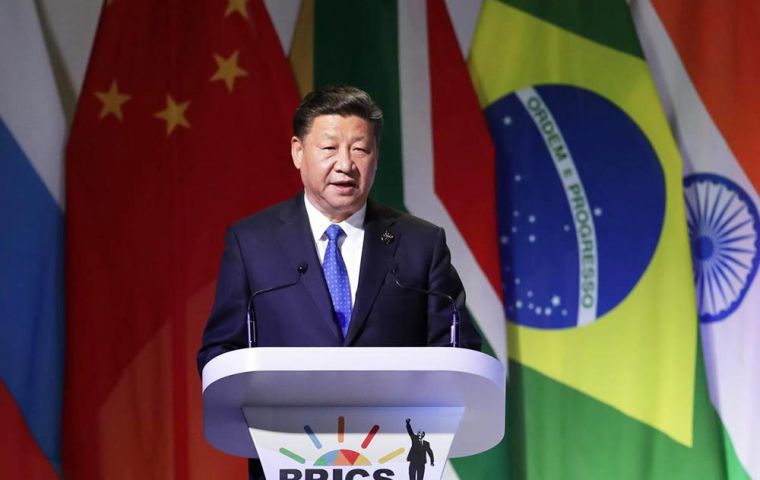 Brazil, Russia, India, China and South Africa must jointly reject unilateralism, which “are mounting and pose a severe blow to multilateral trade”, Xi said