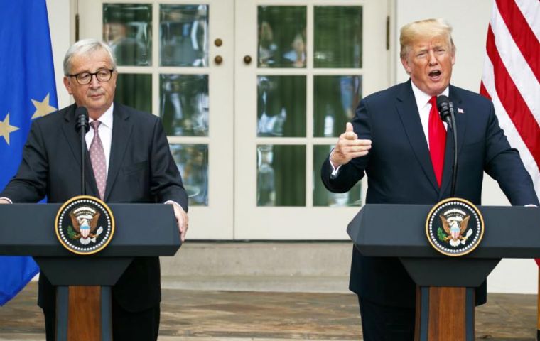 Trump and Juncker at the White House said they agreed to hold sweeping trade talks on reducing tariff, subsidy and non-tariff barrier reductions
