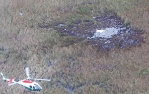 “The remains of the plane were found in a wetland. The tip of the tail is visible and the rest of the plane is underwater,” Aguirre, head of National Civil Aviation said