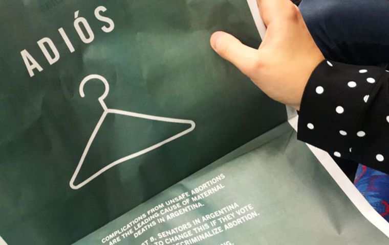 An image of a coat-hanger, a stark symbol long-associated with unsafe and clandestine abortions, will highlight the deadly consequences of the current law