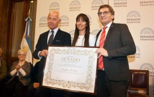 UK Colonel Geoffrey Cardozo with Senator Verasay and Claudio Avruj Argentine Secretary of Human Rights.