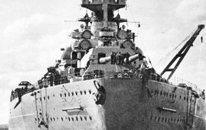 The Mighty Hood was sunk in 1941 by the German battleship Bismarck, with the loss of all but three of the 1,418 crew
