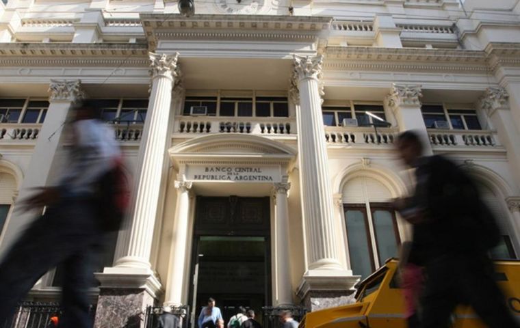 The central bank sold US$ 358 million in reserves at auctions on Tuesday to help prop up the peso, which nevertheless fell 2.18% to 39.65 to the U.S. dollar