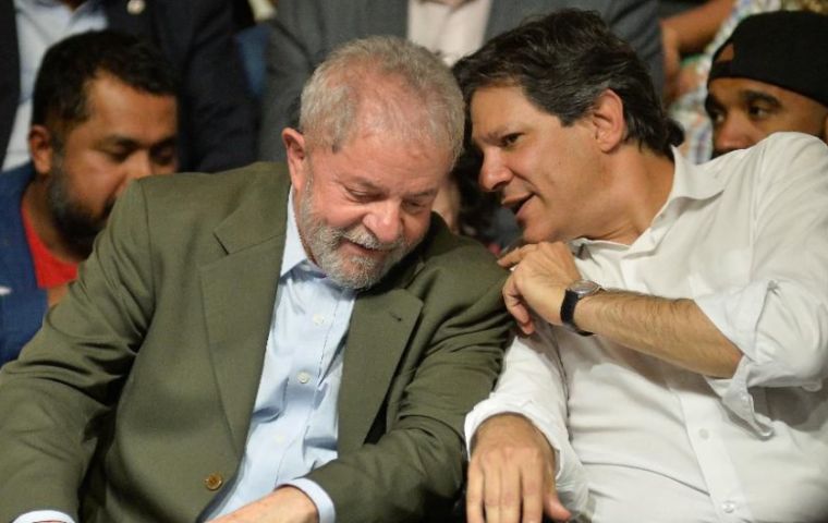 Lula had stepped aside to allow running mate Fernando Haddad to stand for the presidency, PT president Senator Gleisi Hoffman said