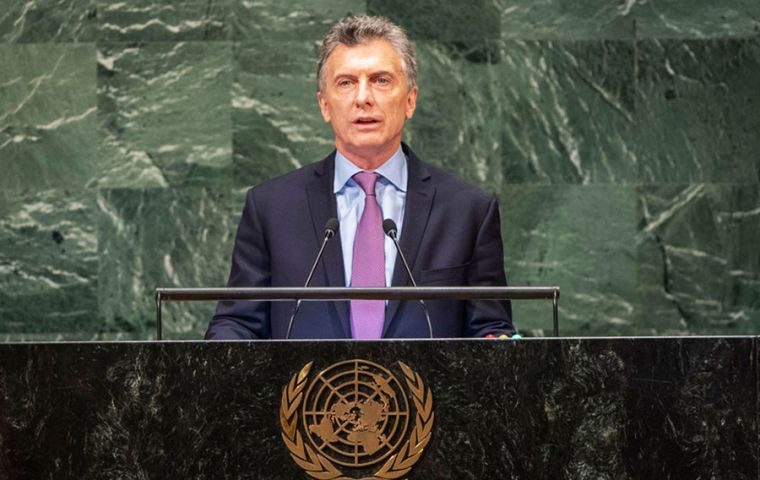 President Macri employed barely sixty seconds of his eleven minute address to the South Atlantic islands sovereignty claim