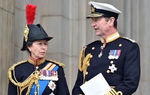 The Princess Royal will travel in the company of her husband, Vice Admiral Sir Timothy Laurence. 
