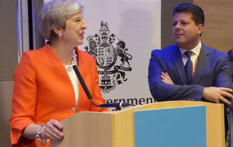 “We joined the EU together and we will be leaving the EU together,” Mrs. Theresa May said at Gibraltar's government reception on Sunday evening in Birmingham (Pic GBC)