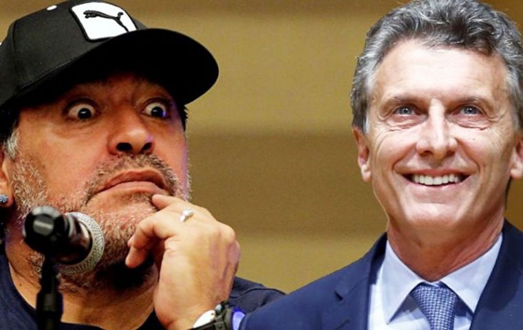 Maradona criticized the current Argentine government led by former Boca Juniors chairman Mauricio Macri 