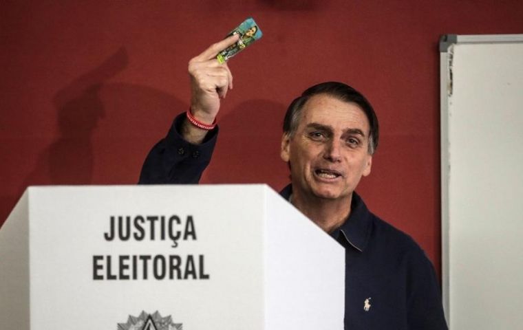 In a tweet late Wednesday, Bolsonaro said he didn't want the vote “of anybody who practices violence against those who didn't vote for me.”
