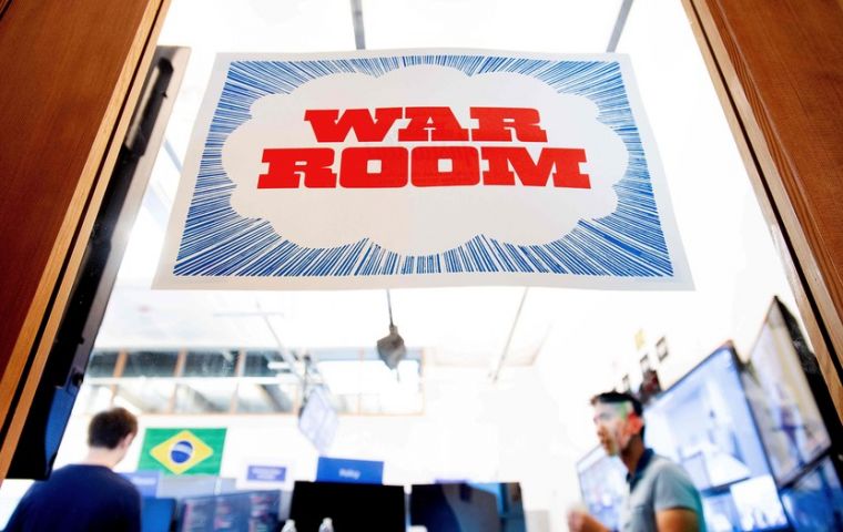 From the outside, Facebook's war room looks like a typical conference room on the tech firm's Menlo Park, California, campus