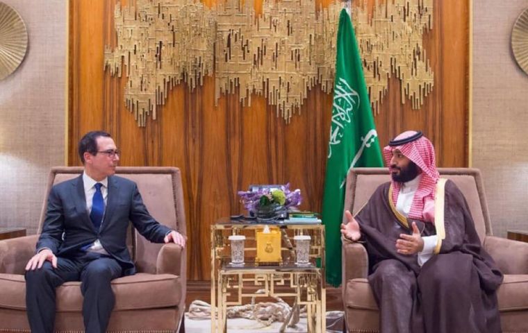 A Treasury Department spokesman said Steven Mnuchin and the crown prince had discussed economic and counter terrorism issues, and Mr Khashoggis' death