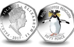The reverse design features a headshot of this gregarious penguin in full color, highlighting its special plumage. 