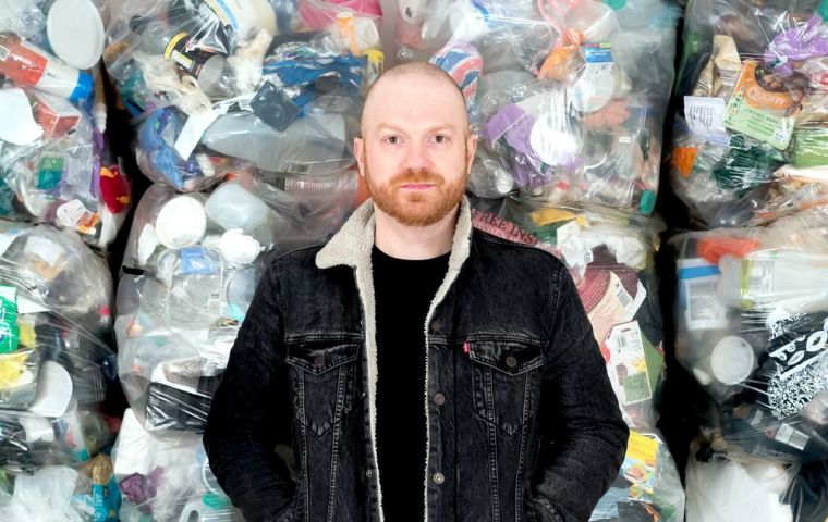 For a year Mr Webb stored all the plastic waste he threw in the bin, collecting up a total of 4,490 individual pieces of plastic