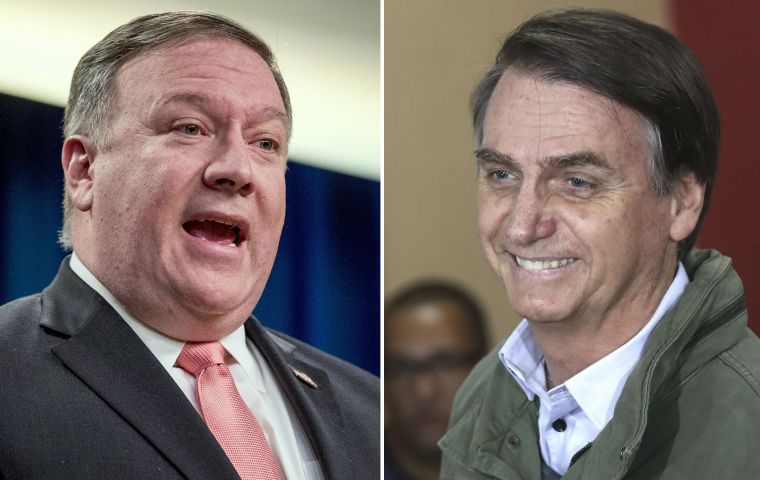 Secretary of State Mike Pompeo discussed “priority foreign policy issues including Venezuela” with Bolsonaro.