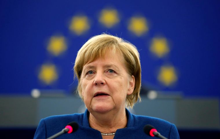 German Chancellor Angela Merkel said there was “no question” of reopening talks as a document was “on the table” 