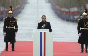 “Europe, and within it the Franco-German couple, have the obligation not to let the world slip into chaos and to guide it on the road to peace,” Macron said