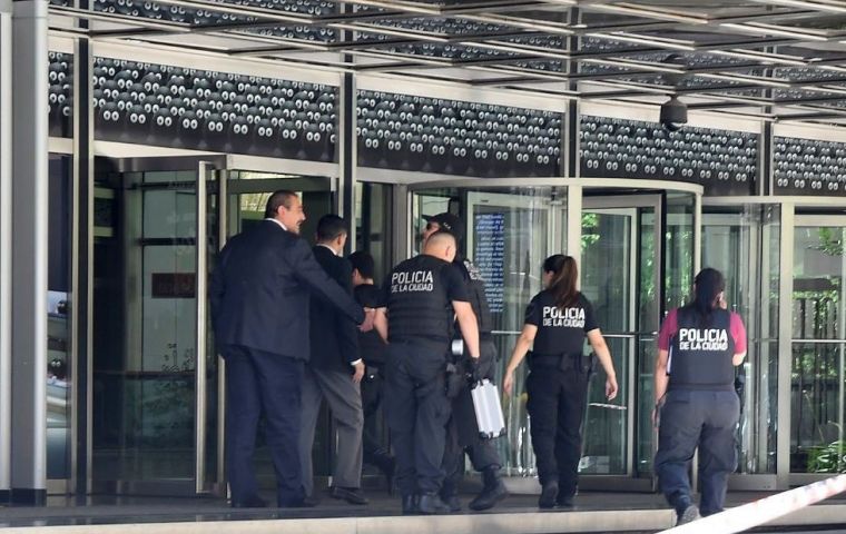 Later in the day a branch of a bank in downtown Buenos Aires was evacuated after a bomb threat was called in via 911