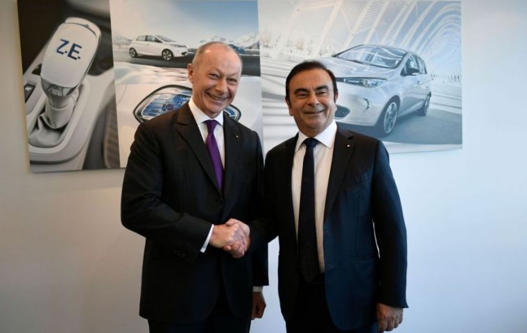 Renault said its chief operating officer, Thierry Bolloré (left), would step up to the role because Mr Ghosn was “temporarily incapacitated”