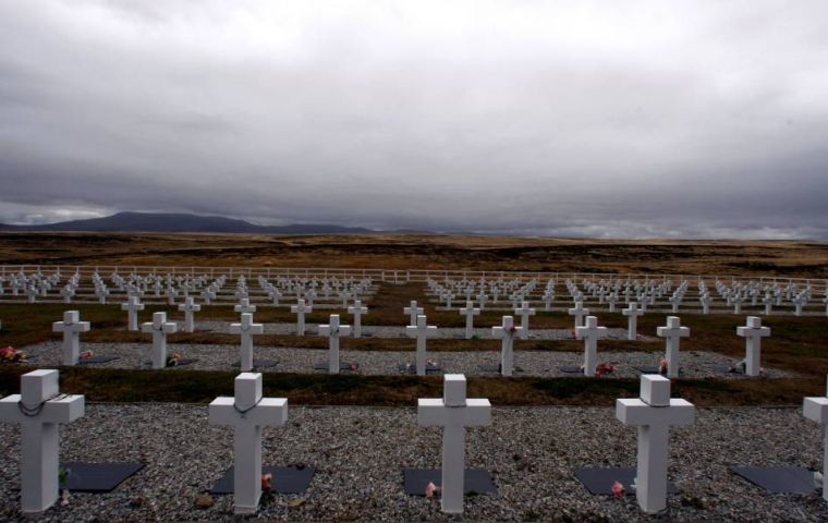 The Argentine military cemetery at Darwin where the number of unnamed graves has diminished dramatically