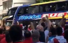The Boca bus under attack by hooligans 