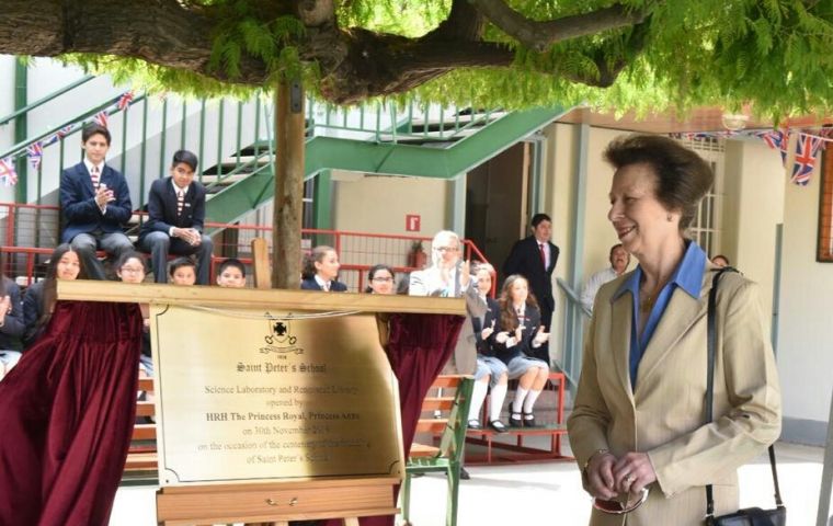 Princess Anne and local authorities during the ceremony which was a part of the “Cochrane 200” activities.