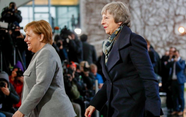 Mrs May has spent Tuesday meeting EU leaders and officials in The Hague, Berlin and Brussels, in efforts to salvage her Brexit deal