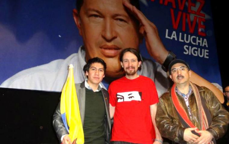 Pablo Iglesias in an act in homage to Hugo Chavez in 2015