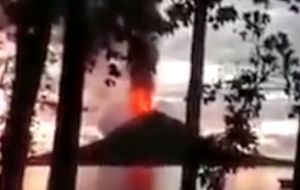 Video footage on social media of the volcano's eruption.