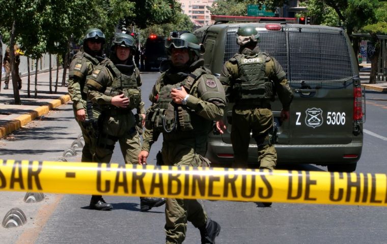 The blast occurred around midday near the busy Plaza Italia in central Santiago, and was heard several blocks away. Police sealed off the immediate area.