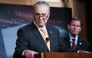 Senator Chuck Schumer told reporters the president had abruptly left when Mrs Pelosi said she would not approve any wall funding